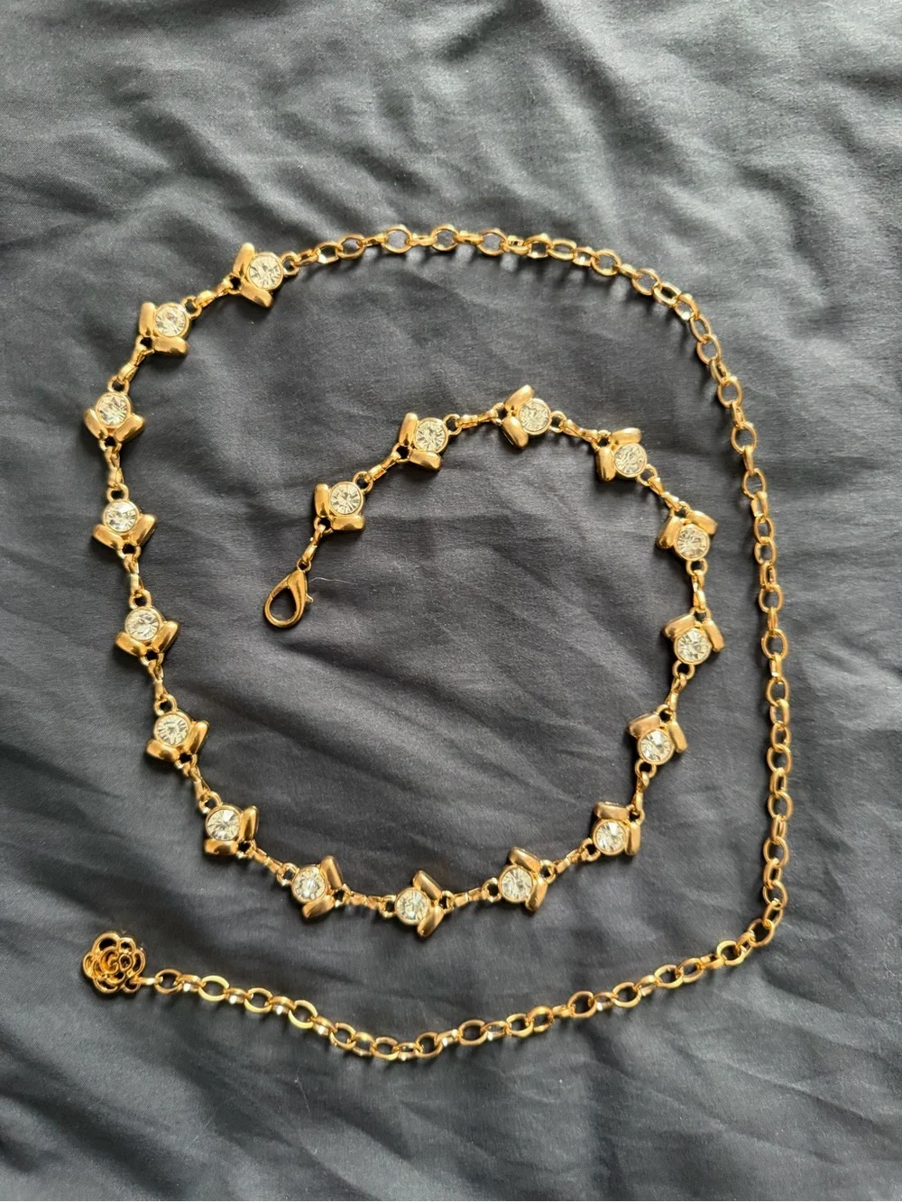 Gold Crystal Accent Women's Belt - Elegant Chain Style